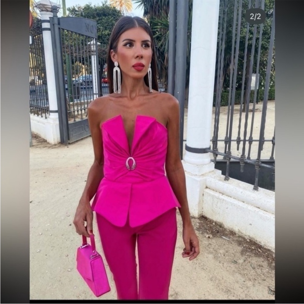 NWT $129 Zara bustier top small fuchsia LIMITED EDITION SIZE XS 7747/660 - Picture 4 of 17